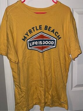 Life Is Good Unisex Yellow Myrtle Beach Graphic Tee